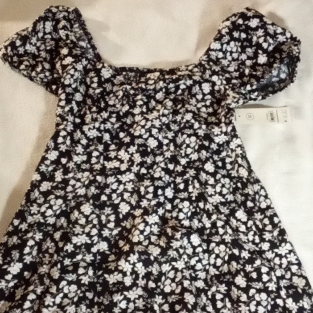 NO BOUNDARIES BLACK + WHITE FLOWER DRESS NEW W/ TATS SIZE XXS - Picture 2 of 9